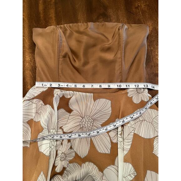 Spiegel Women's Strapless Brown White Floral Sequined 100% Silk Mini Dress 4 - Picture 14 of 14